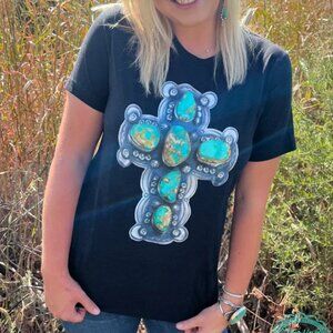 Turquoise Stone Cross T-shirt